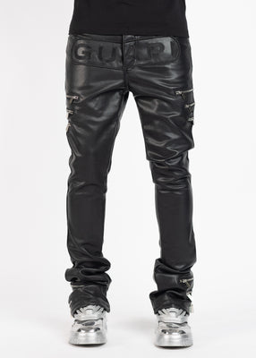 Obsidian Black Logo Leather Pant