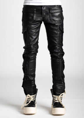 All Black Cargo Leather Pant