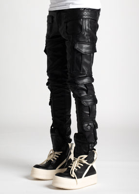 All Black Cargo Leather Pant