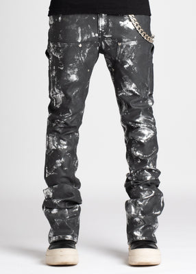 Obsidian Black Leather Carpenter Pants